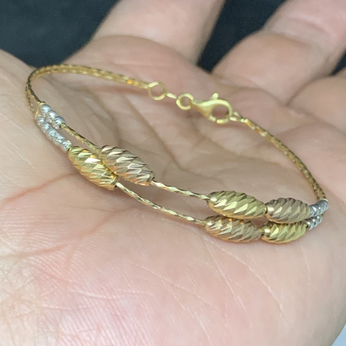 กำไล อิตาลี750 ทอง18K เม็ดกลมรี 3 กษัตริย์ ความยาว 16.50 ซม. นน. 4.83 g