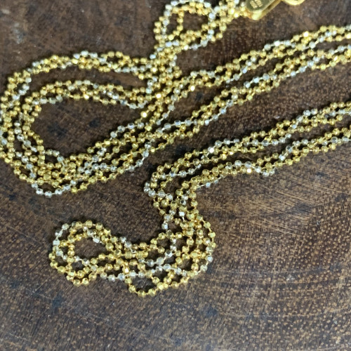 สร้อยคอ อิตาลี750 ทอง18K ลายจุดไข่ปลาสาน ตัดลาย 2 กษัตริย์ รอบเส้น ความยาว 16 นิ้ว นน. 5.22 g