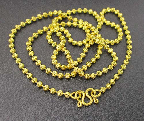 สร้อยคอ ทอง96.5 ลายเม็ดยินตัน ตัดเงา งานทองโบราณ นน. 15.20 g