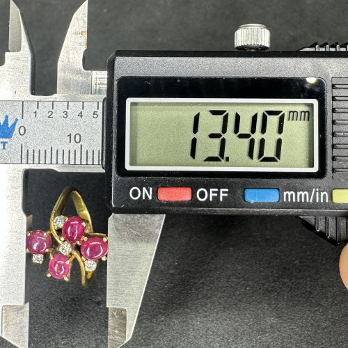 แหวน ทับทิม พม่า ดอกไม้ ฝังเพชร 4 เม็ด 0.04 กะรัต ทอง80 ขนาด 49 นน. 3.46 g 8