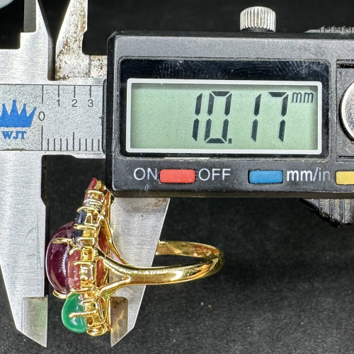 แหวน ทับทิม ไพลิน โมรา ฝังเพชร 8 เม็ด 0.16 กะรัต ทอง90 นน. 10.60 g 9