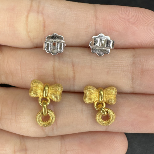ต่างหู Prima Gold ทอง24K ลายโบว์ตุ้งติ้ง แป้นทอง14K นน. 5.24 g 4