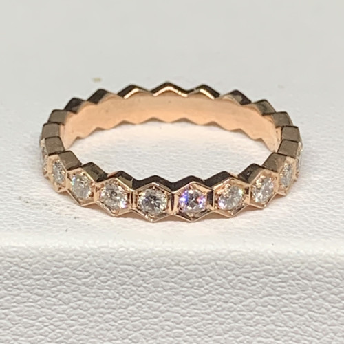 แหวน เพชรรอบ เพชร 21 เม็ด 0.70 กะรัต ทอง9K สี Pink Gold ขนาด 51.5 นน. 2.00 g