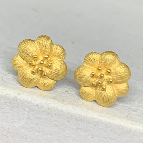 ต่างหู Gold Master ทอง24K ลายดอกไม้ แป้นทอง14K นน. 3.37 g