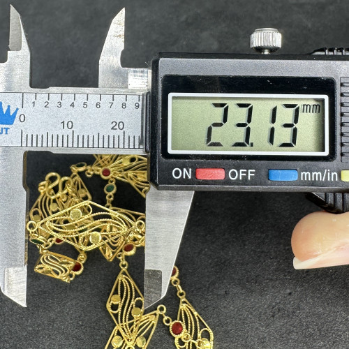 สร้อยคอ ทองลงยา ลายข้าวหลามตัด ฉลุลาย ทอง90 ความยาว 27 นิ้ว สวมหัวได้ นน. 11.04 g 7