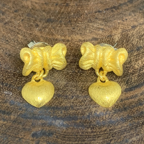 ต่างหู Gold Master ทอง24K ลายโบว์ หัวใจ ตุ้งติ้ง แป้นทอง14K นน. 10.79 g 2