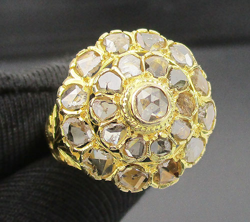 แหวน เพชรซีก ทรงพุ่ม ทอง90 งานเก่า หลุดจำนำ สวยมาก นน. 5.24 g