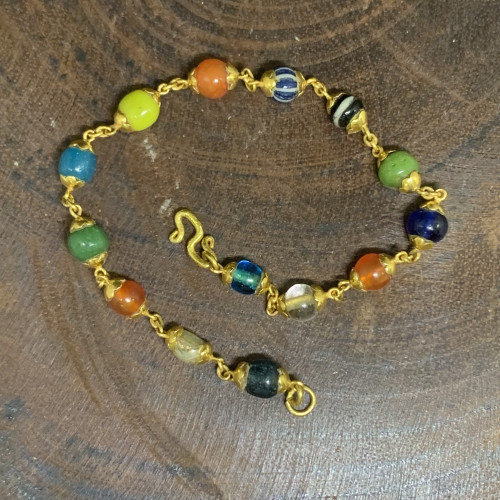 สร้อยข้อมือ หินทวารวดี 5.5 มิล รอบเส้น ทอง90 ความยาว 18 ซม. นน. 6.00 g 1