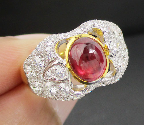 แหวน ทับทิม อาฟริกา ฝังเพชร 38 เม็ด 1.62 กะรัต ทอง90 เพชรไฟดีมาก สวยมาก นน. 6.40 g