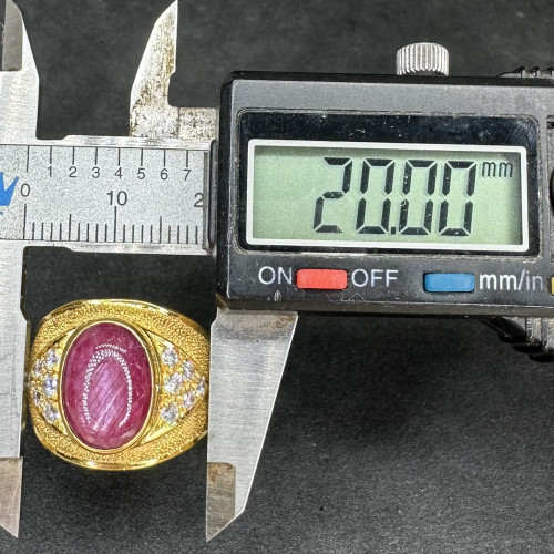 แหวน ทับทิม หลังเบี้ย ฝังพลอยขาว ทอง90 งานเก่า หลุดจำนำ สวยมาก นน. 11.32 g 5