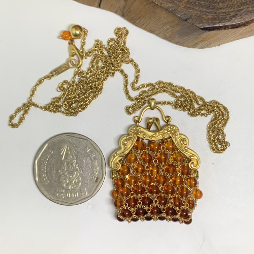 สร้อยคอ กระเป๋า อำพัน ทอง18K กระเป๋าเปิดได้ ความยาว 18 - 28 นิ้ว นน. 18.00 g 3