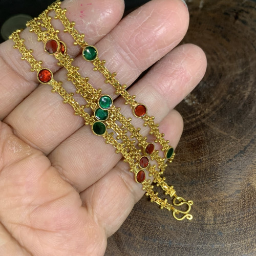 สร้อยคอ ทองลงยา 2 สี ทอง90 ความยาว 28 นิ้ว สวมหัวได้ นน. 19.57 g 3