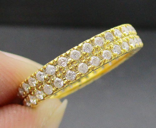 แหวน เพชรรอบ 2 แถว เพชร 68 เม็ด 1.02 กะรัต ทอง90 งานสวยมาก นน. 3.98 g 
