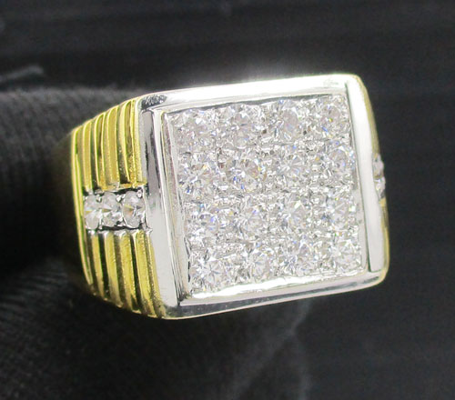 แหวน พลอยขาว ทรงสี่เหลี่ยม ทอง14K งานเก่า หลุดจำนำ สวยมาก นน. 7.58 g