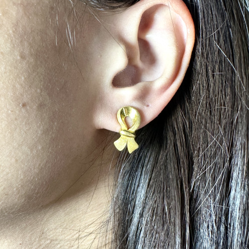 ต่างหู Prima Gold ทอง24K ลายริบบิ้น แป้นทอง14K นน. 6.21 g 7