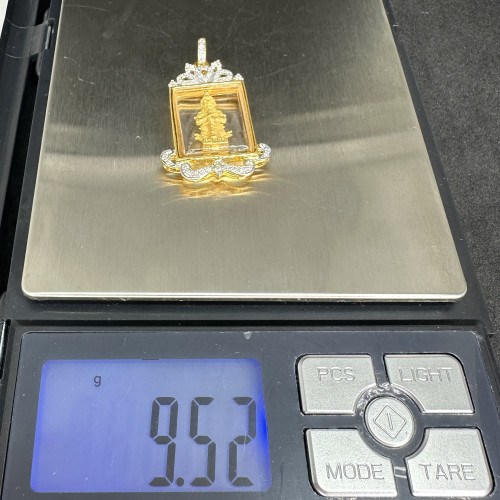 ท้าวเวสสุวรรณ เนื้อทองคำ กรอบทอง75% ฝังเพชร 49 เม็ด 0.44 กะรัต นน. 9.52 g 6