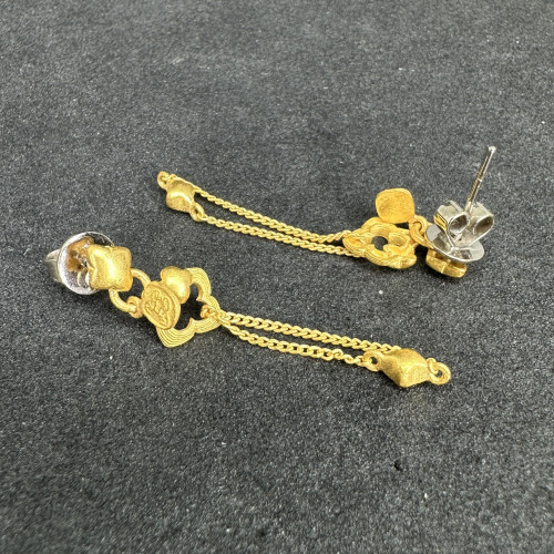 ต่างหู Gold Master ทอง24K ลายดาว ตุ้งติ้ง แป้นทอง14K นน. 4.19 g 1