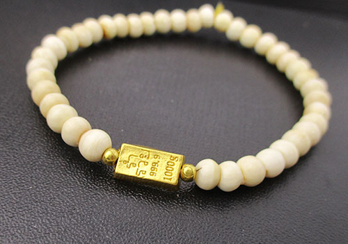 สร้อยข้อมือ เม็ดประคำ ทองแท่ง ร่ำรวย ทอง99.99 งานสวยมาก นน. 4.18 g