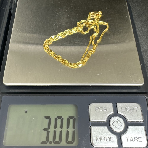 สร้อยคอ ทอง96.5 ลายโซ่ข้อรี รอบเส้น ตะขอทอง18K ความยาว 17 นิ้ว นน. 3.00 g 9
