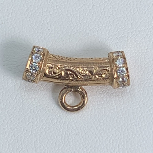 จี้ ปล้องห่วง ฝังพลอยขาว ร้อยสร้อยคอ นาก40 นน. 4.46 g