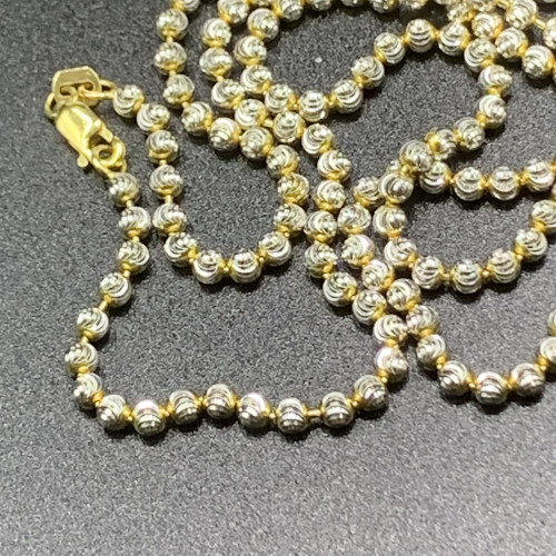 สร้อยคอ อิตาลี750 ทอง18K ลายเม็ดกลมไข่ปลา ตัดเงา 2 กษัตริย์ รอบเส้น ความยาว 21 นิ้ว นน. 17.29 g