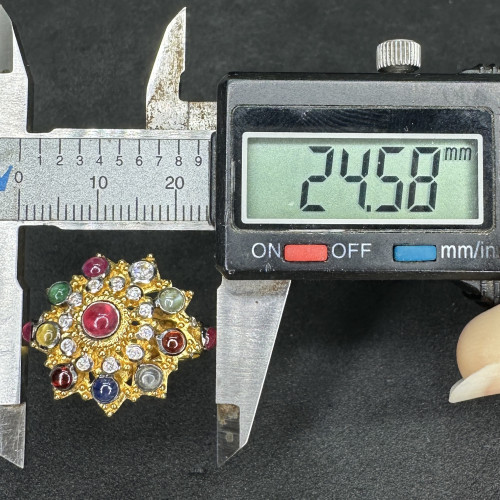 แหวน นพเก้า ฉลุลาย ล้อมเพชร 16 เม็ด 0.26 กะรัต ทอง90 งานสวยมาก นน. 11.76 g 5