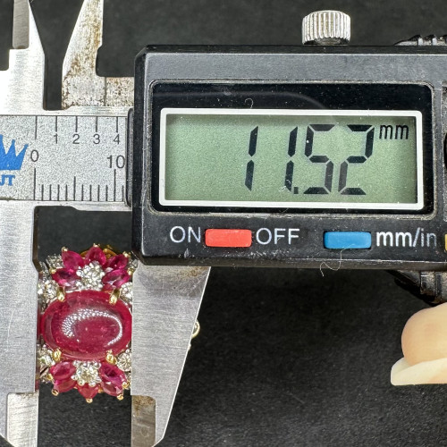 แหวน ทับทิม หลังเบี้ย ฝังทับทิม เจียร ล้อมเพชร 62 เม็ด 0.90 กะรัต ทอง90 ขนาด 55 นน. 11.78 g 7