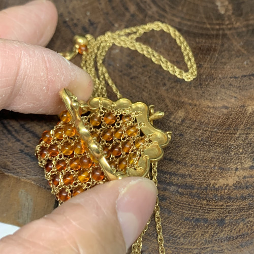 สร้อยคอ กระเป๋า อำพัน ทอง18K กระเป๋าเปิดได้ ความยาว 18 - 28 นิ้ว นน. 18.00 g 2