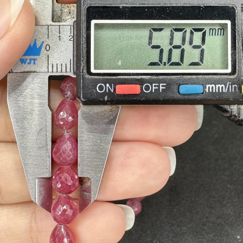 สร้อยคอ ทับทิม พม่า ทรงหยดน้ำ รอบเส้น ตะขอเงิน925 งานสวยมาก นน. 25.56 g 7