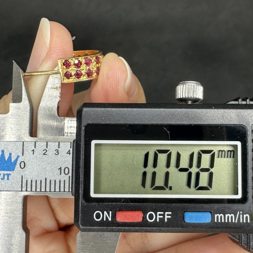ต่างหู ทับทิม ไพลิน ฝังเพชร 8 เม็ด 0.08 กะรัต ทอง9K นน. 3.54 g 6