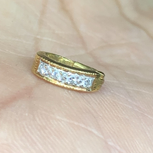 ขั้วเพชร หางหนู ฝังเพชร 4 เม็ด 0.04 กะรัต ทอง90 นน. 1.13 g