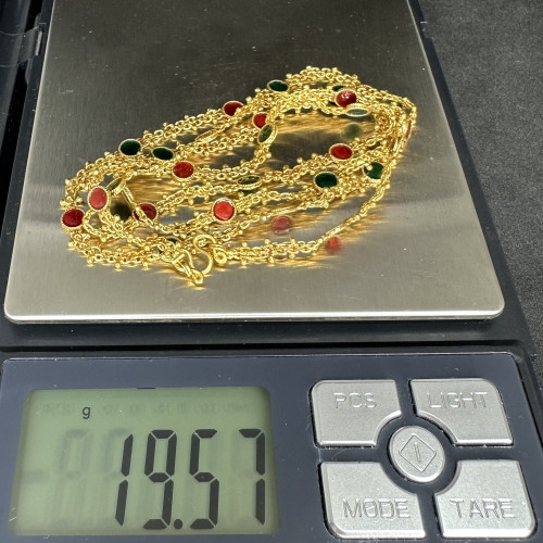 สร้อยคอ ทองลงยา 2 สี ทอง90 ความยาว 28 นิ้ว สวมหัวได้ นน. 19.57 g 7