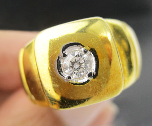 แหวน เพชรเดี่ยว 0.16 กะรัต ทอง18K งานเก่า หลุดจำนำ งานสวยมาก นน. 9.63 g