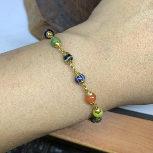 สร้อยข้อมือ หินทวารวดี 5.5 มิล รอบเส้น ทอง90 ความยาว 18 ซม. นน. 6.00 g 4