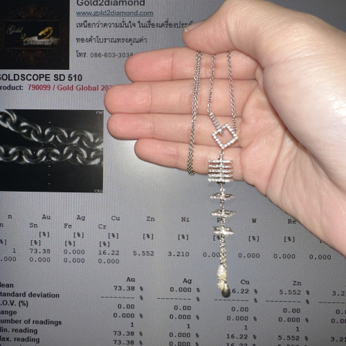 สร้อยคอ เพชร ตุ้งติ้ง เพชร 241 เม็ด 1.25 กะรัต ทองคำขาว18K ความยาว 16 นิ้ว นน. 14.17 g 4