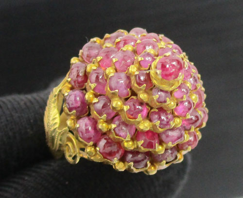 แหวน ทับทิม หลังเบี้ย ทรงฉัตร ทอง90 งานเก่า หลุดจำนำ สวยมาก นน. 6.44 g