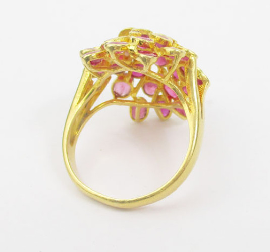 แหวน ทับทิม เจียร กระจุกดอกไม้ ทอง90 งานสวยมาก นน. 7.65 g 2