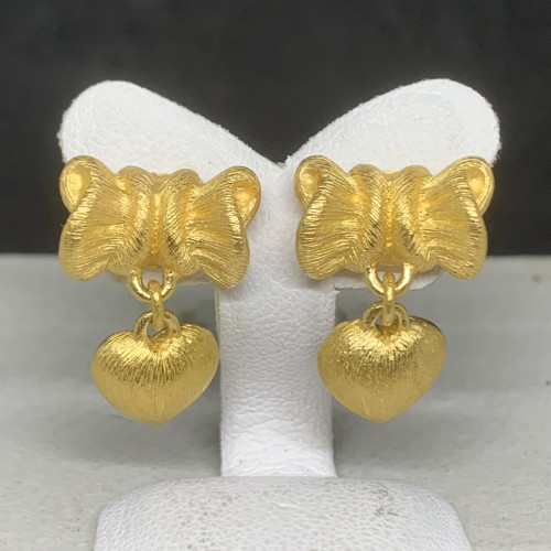 ต่างหู Gold Master ทอง24K ลายโบว์ หัวใจ ตุ้งติ้ง แป้นทอง14K นน. 10.79 g