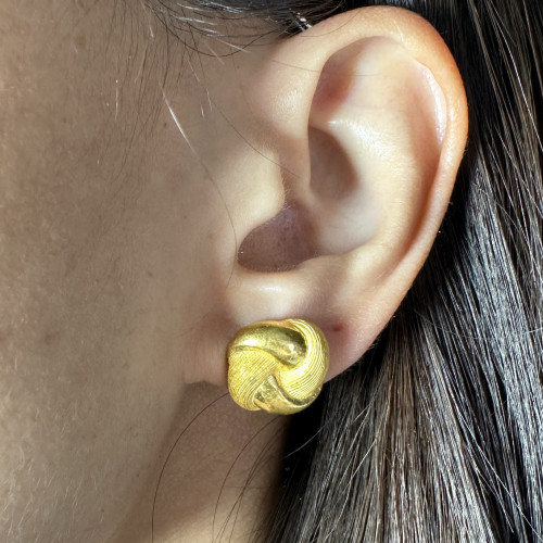 ต่างหู Prima Gold ทอง24K ลายตะกร้อสาน แป็นทอง18K นน. 10.13 g 7