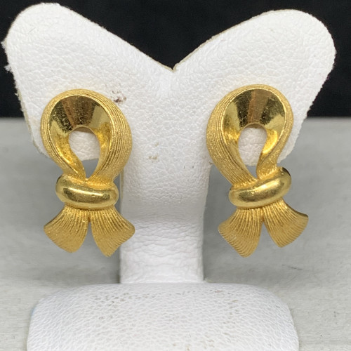 ต่างหู Prima Gold ทอง24K ลายริบบิ้น แป้นทอง14K นน. 6.21 g 2
