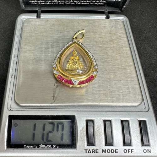 พระหลวงพ่อเกษร วัดท่าพระ เนื้อกะไหล่ทอง ฝังเพชร 25 เม็ด 0.65 กะรัต นน.11.27 g 6