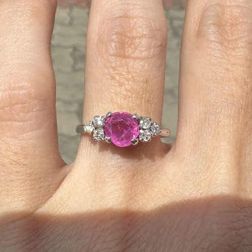 แหวน ทับทิม พม่า เพชรกุหลาบ 6 เม็ด 0.12 กะรัต ทอง9K ขนาด 48.5 นน. 1.92 g 3