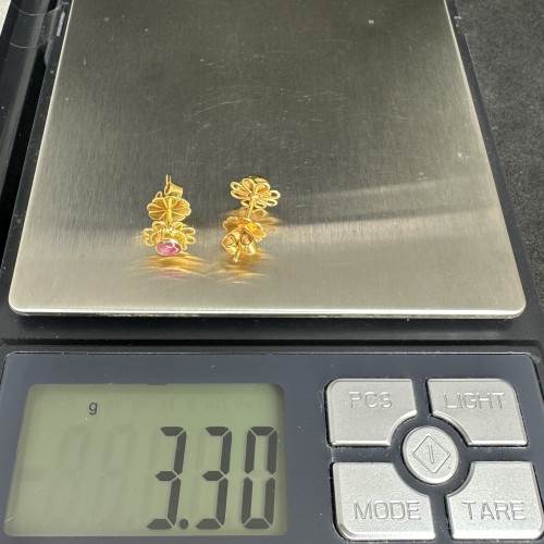 ต่างหู ทับทิม เม็ดเดี่ยว ทอง90 นน. 3.30 g 9