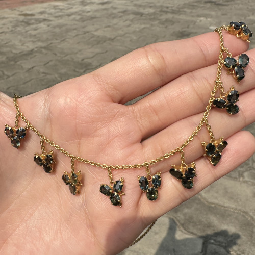 สร้อยคอ เขียวส่อง เจียร ระย้า ตุ้งติ้ง ทอง90 ความยาว 16.5 นิ้ว นน. 15.45 g 3