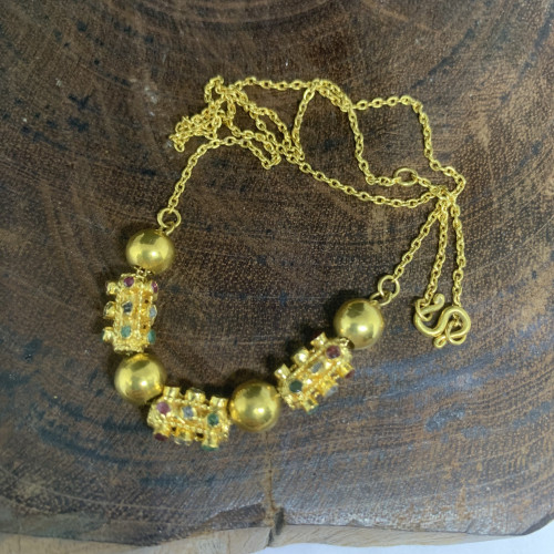 สร้อยคอ ปะวะหล่ำ เพชรซีก ทอง90 ความยาว 15 - 16 นิ้ว นน. 8.42 g 1