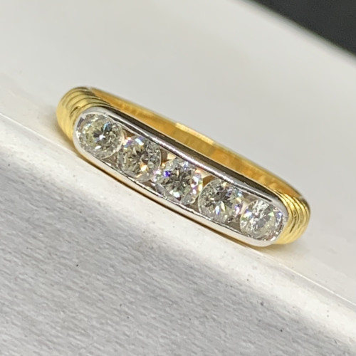 แหวน เพชรแถว 5 เม็ด 0.50 กะรัต ทอง90 งานสวยมาก นน. 3.40 g