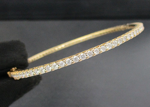 กำไล เพชร รอบวง เพชร 80 เม็ด 2.40 กะรัต ทอง18K สี Pink gold งานสวยมาก นน. 14.14 g