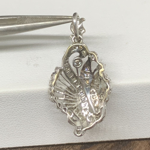 จี้ เพชรโบราณ เพชร 1/0.10 ct ฝังเพชรกุหลาบ 56/0.56 ct งานทองขาวโบราณ(ปาหะ) นน. 3.49 g 1
