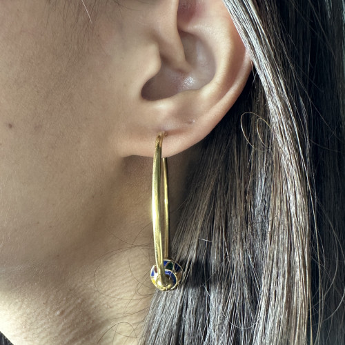 ต่างหู ห่วง ทองลงยา ทอง18K หลุดจำนำ งานสวย น่าสะสม นน. 7.00 g 5