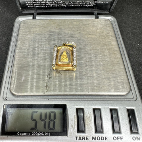 จี้ เจ้าแม่กวนอิม เนื้อทองคำ กรอบทอง18K ฝังเพชร 16 เม็ด 0.14 กะรัต นน. 5.48 g 6